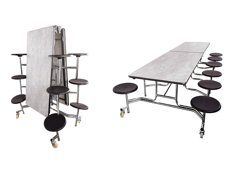 矩形圓凳面折疊餐桌